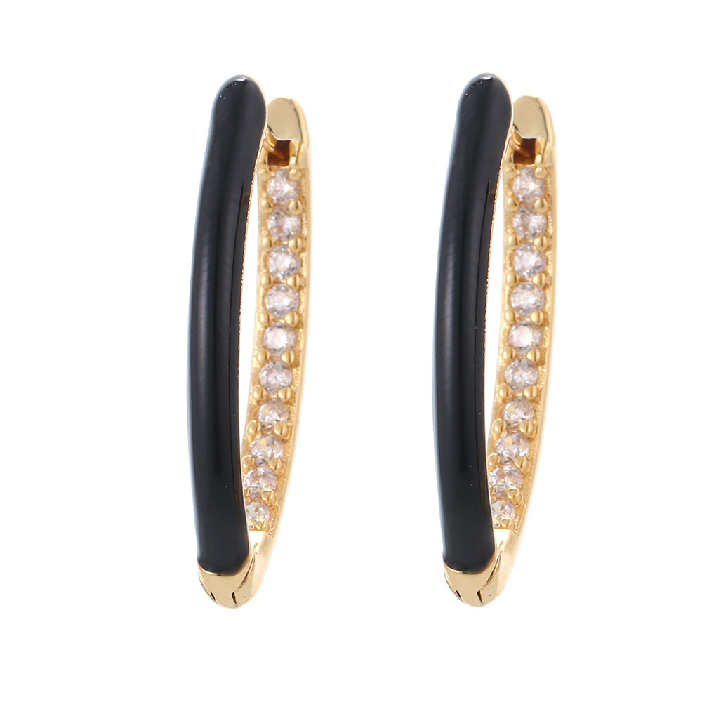 Korean Geometric Drip Oil Big Copper Earrings