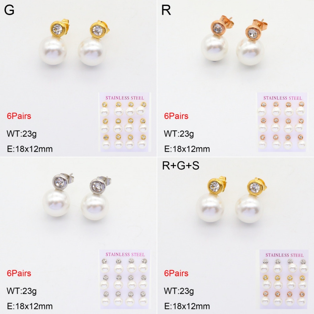 INS New  Fashion Titanium Steel Round Studs Women's 18K Gold Stainless Steel Pearl Element Earrings Earrings Niche Design High Earrings