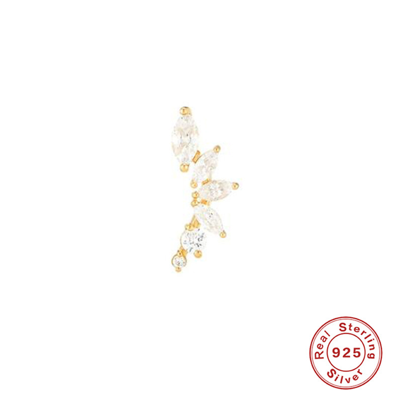 1 Piece Ear Cartilage Rings & Studs Fashion Petal 925 Sterling Silver Plating Inlay Zircon