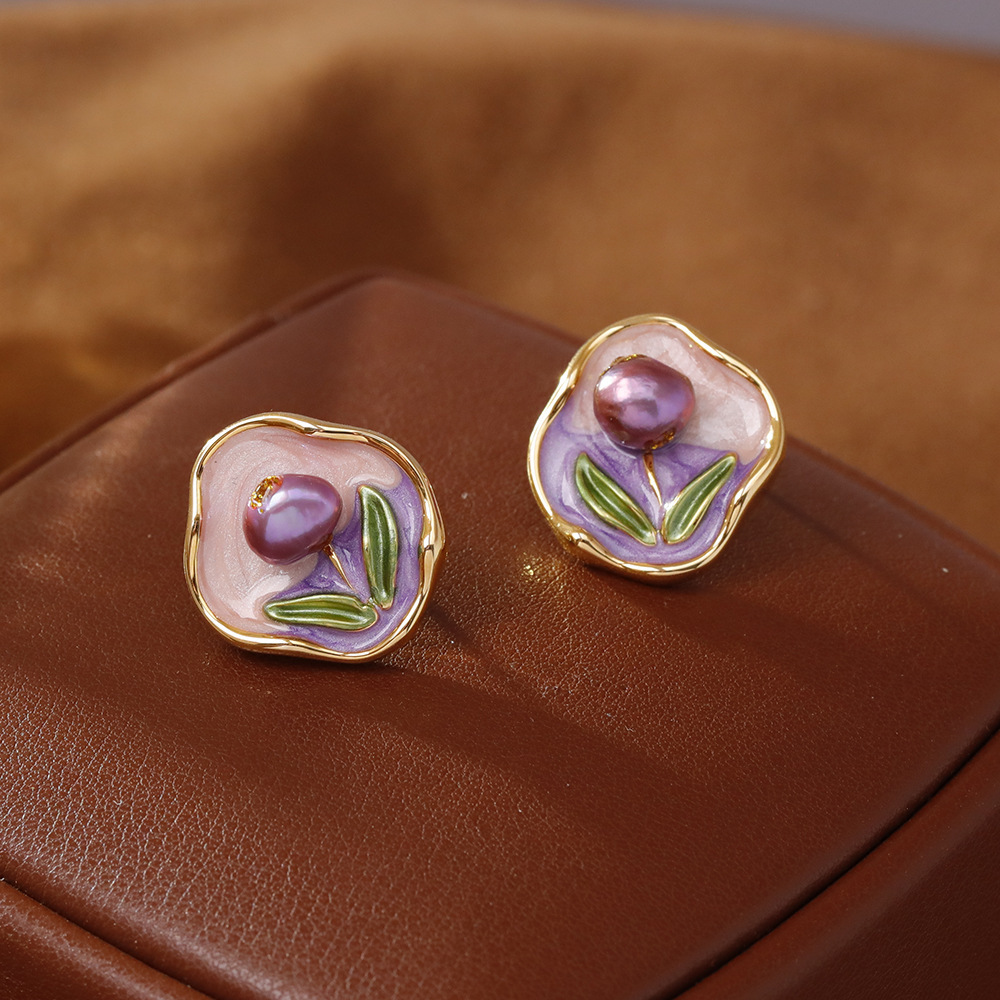 1 Pair Simple Style Classic Style Flower Inlay Copper Rhinestones Drop Earrings