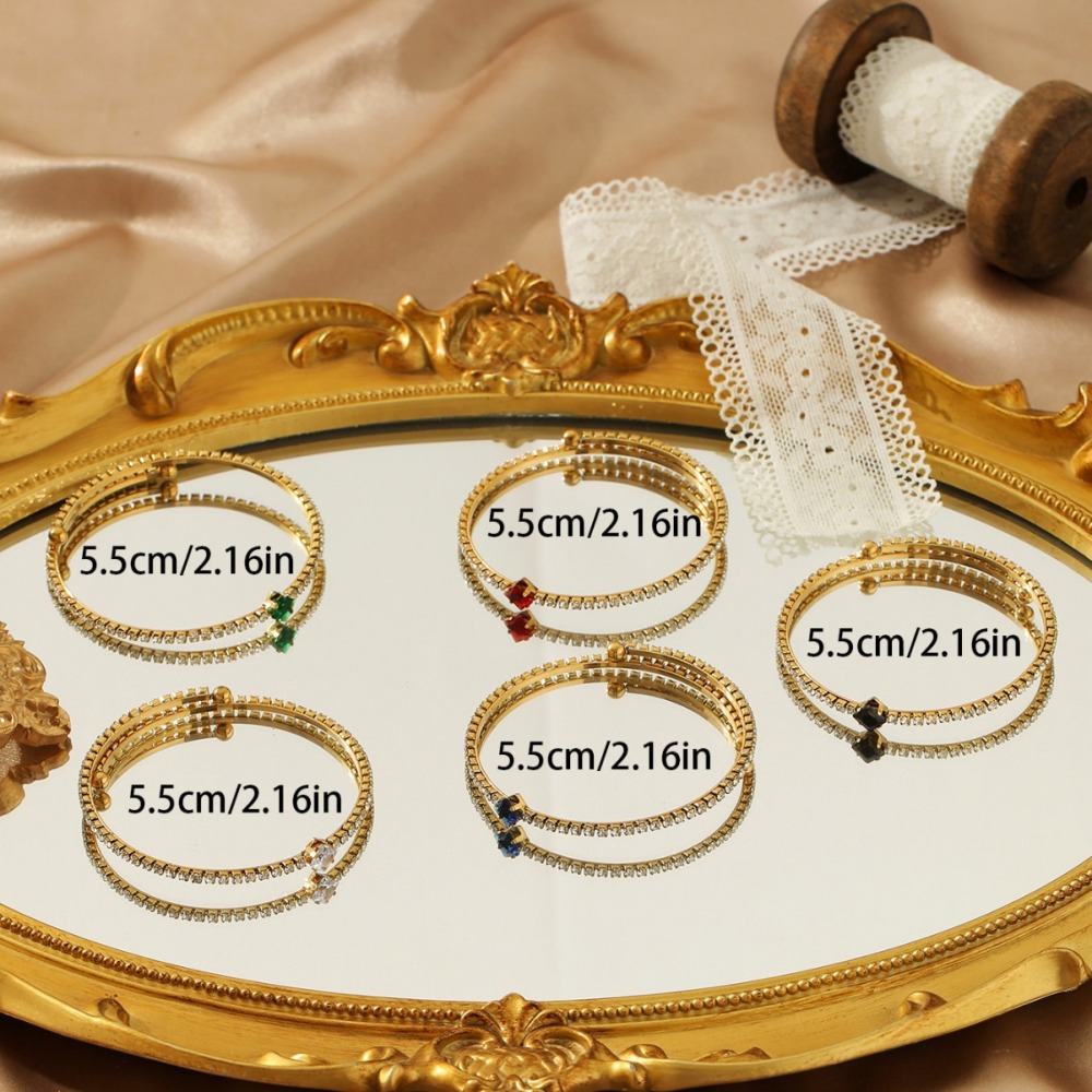 Adjustable Double Layer Titanium Steel Bracelet Full Diamond Stainless Steel Ring Vintage Diamond Jewelry Accessories