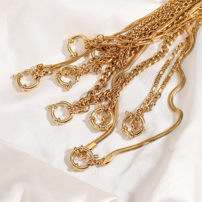 Minimalist Snake Bone Chain DIY Jewelry Stainless Steel 18K Gold Clasp Collarbone Chain Accessories