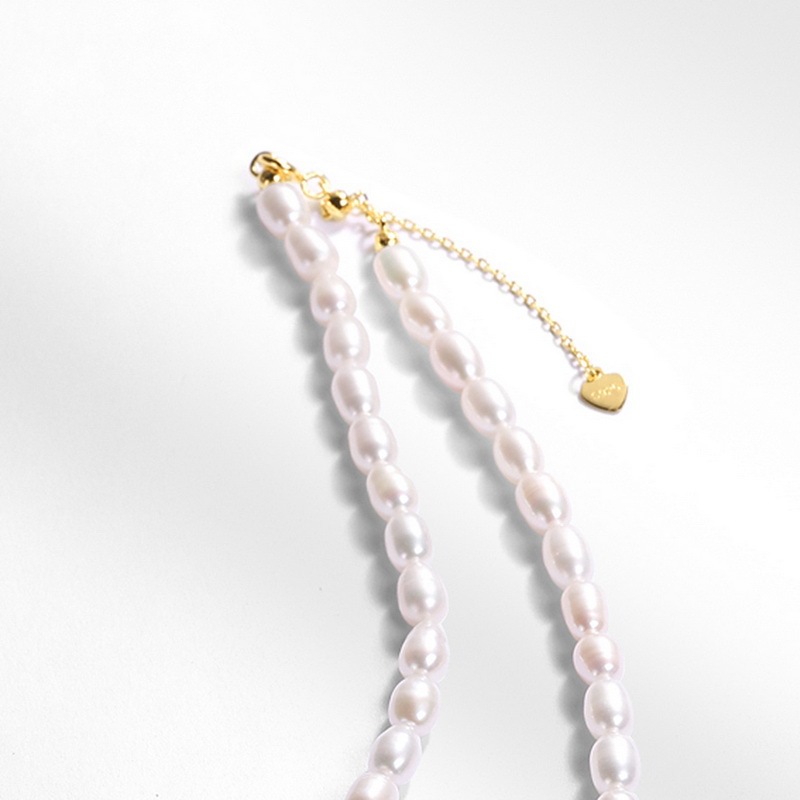 Elegant And Simple Freshwater Pearl Necklace For Women, Exquisite High-End Texture S925 Sterling Silver Clavicle Chain, Silver-Plated Beaded Neck Jewelry