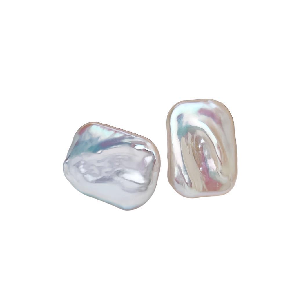 Baroque Style Pure Silver Earrings And Ring Set With Freshwater Pearl Square Design For Women Luxury Personality Jewelry Accessories