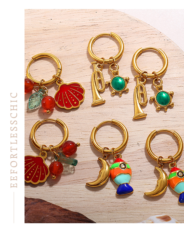 Fashionable Versatile Pendant Drop Earrings Ocean Series Vintage DIY Pendants Luxury Accessories Stylish Match All Ear Jewelry