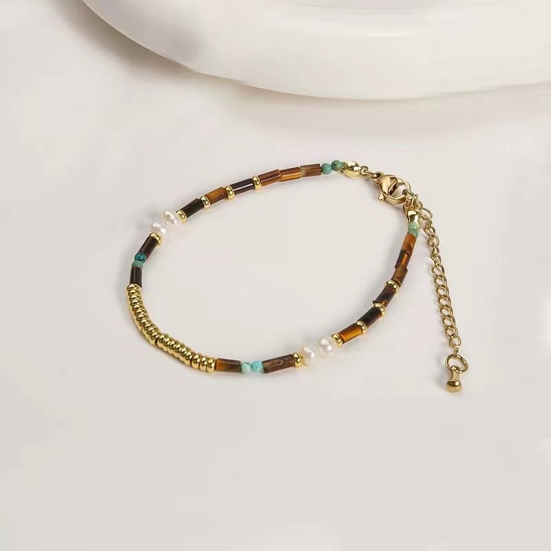 Tiger Eye Pearl Necklace Set Women's New  Baroque Style Natural Stone Irregular Shape Chinese Traditional Jewelry Accessories
