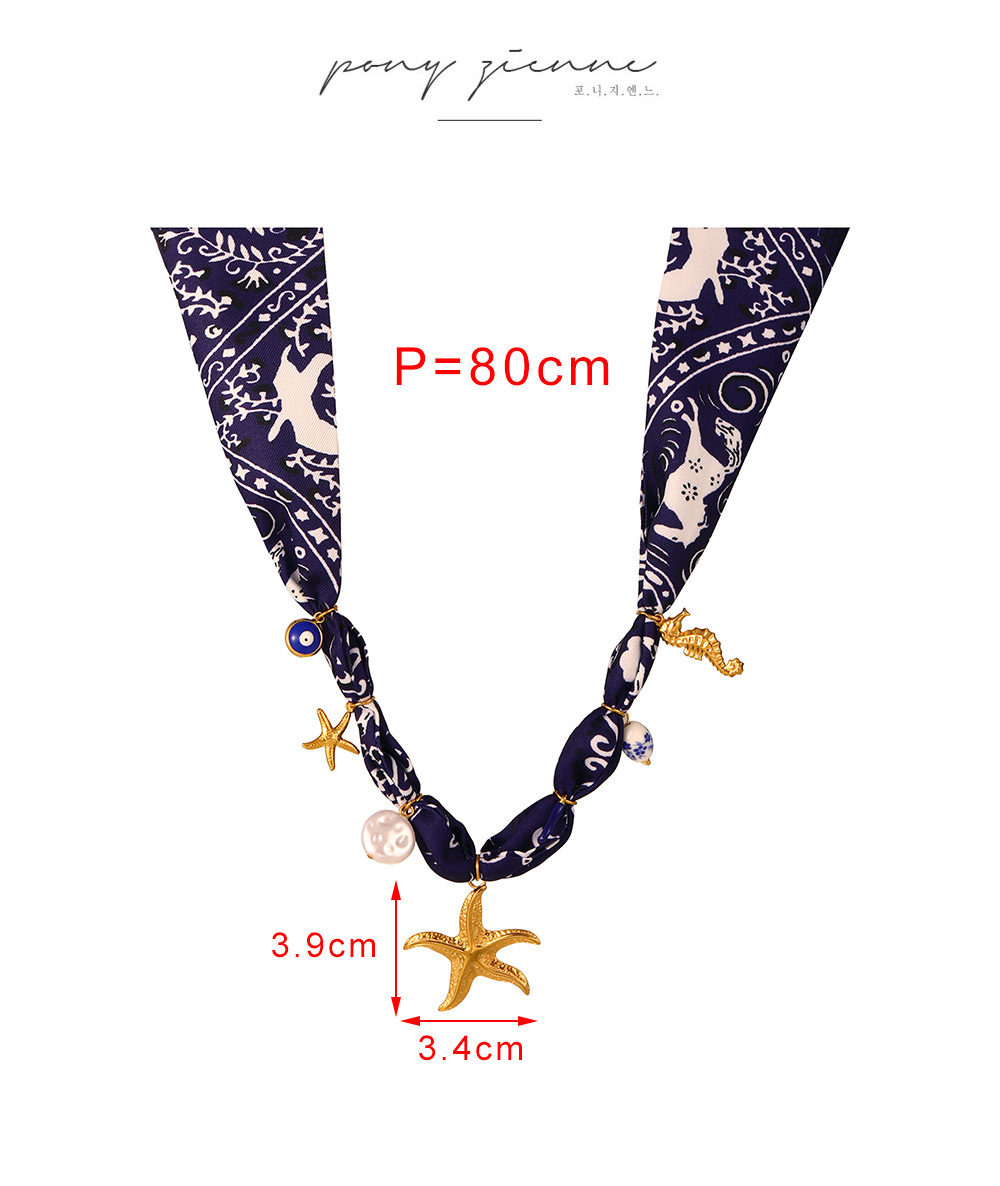 Luxurious Ceramic Necklace For Women With Printed Silk Scarf And Windbreaker Starfish And Goldfish Craft Animal Zodiac Pattern