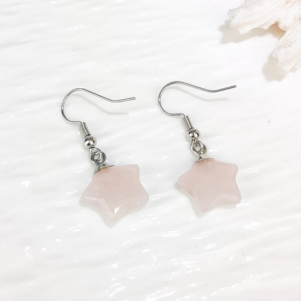 Dani Jewelry Natural White Crystal Pentagram Earrings DIY Accessories Pendant Geometric Pattern Asymmetric Copper Plated