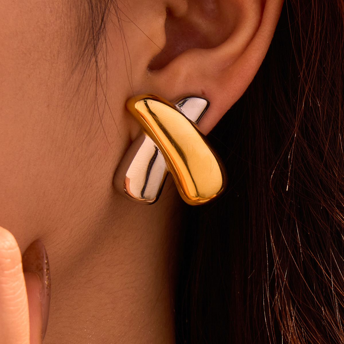 PVD Coated Real Gold Plated Color Block 304 Stainless Steel Classic Style Waterproof Non Tarnish Ear Studs
