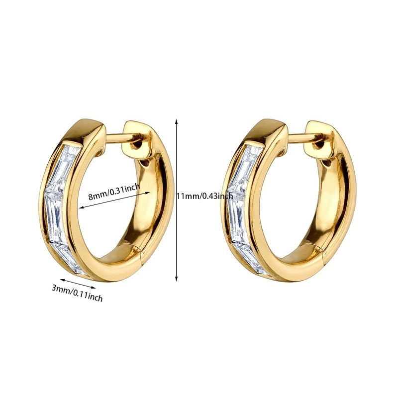 Minimalist Zircon Earrings Women's Set Simple Pierced Hoop Clip-on Earrings Jewelry Accessories