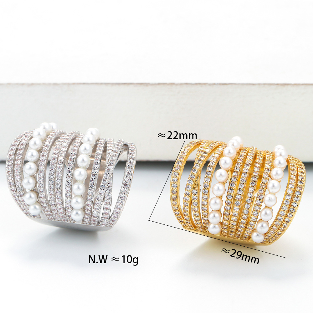 Copper Plating Geometric Zircon Copper Rings