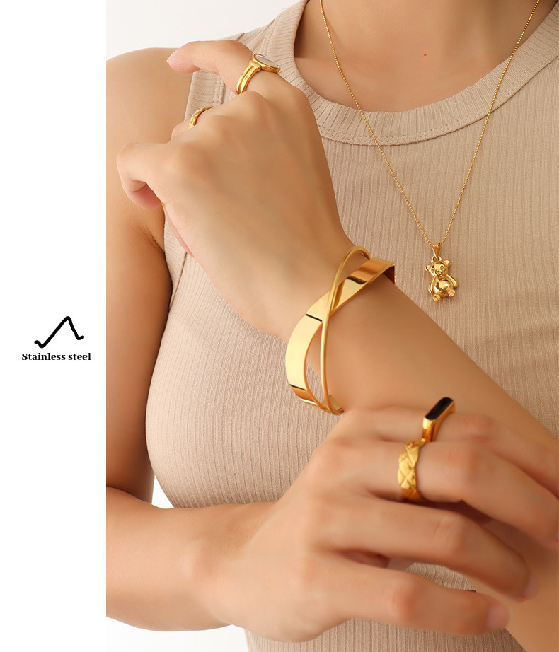 PVD Coated Real Gold Plated 18K Gold Geometric 304 Stainless Steel Fashion Waterproof Non Tarnish 304 Stainless Steel
