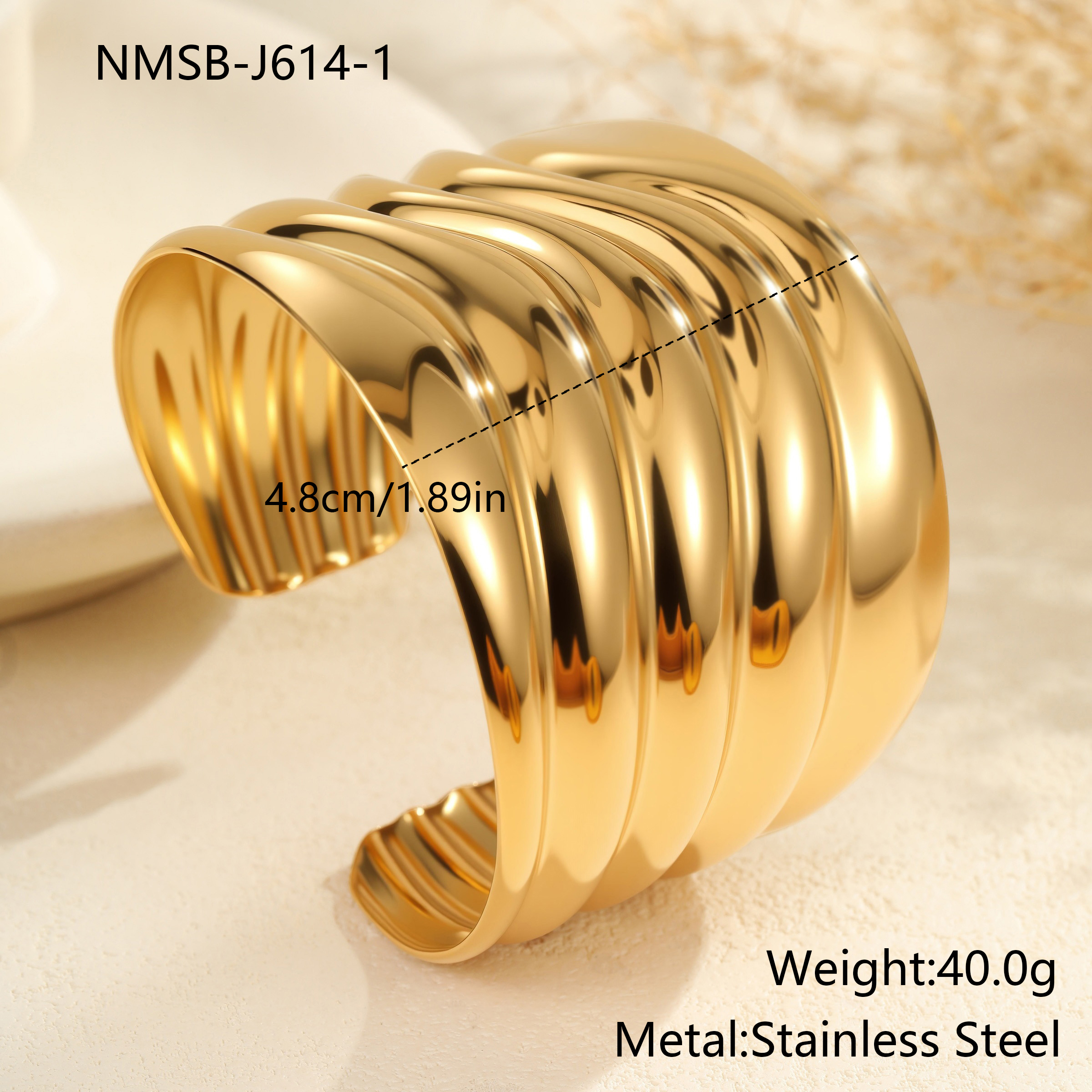 INS Fashion Exaggerated Wide Stainless Steel Bracelet Niche High-end Open Bracelet Titanium Steel Jewelry