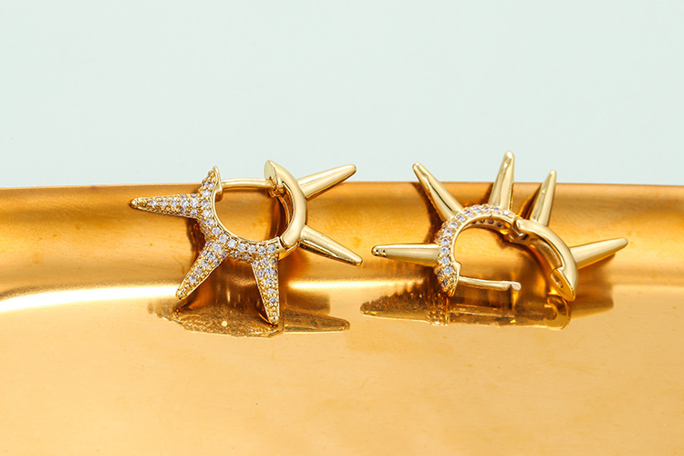 Wholesale Jewelry Diamond Spiked Irregular Shape Copper Earrings Nihaojewelry