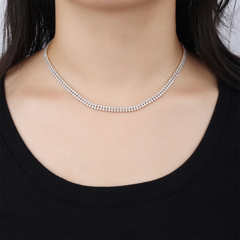 Stainless Steel Diamond Embedded Necklace  Style Fashion Jewelry Accessories Women's U-Shaped Design