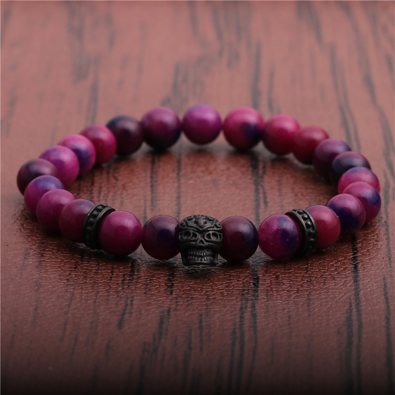 Creative Agate Stone Skull Bracelet