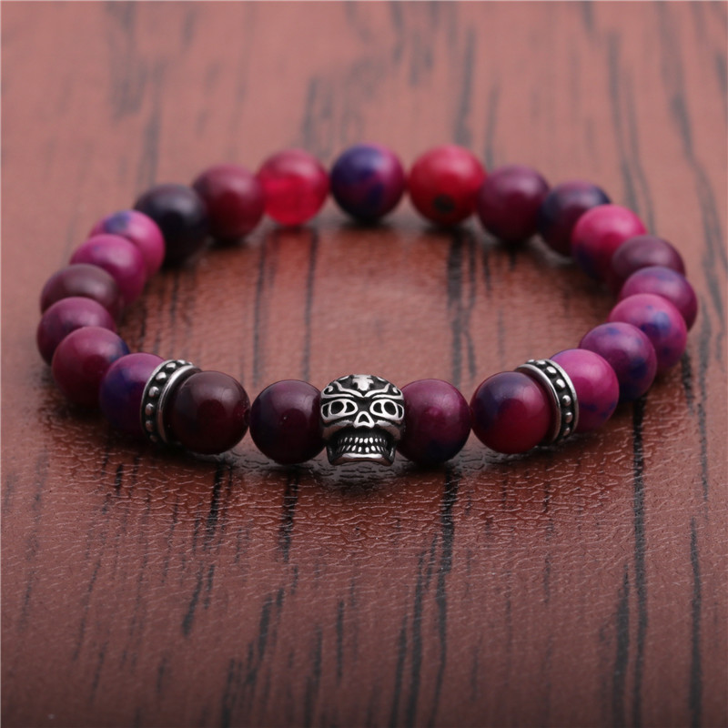 Creative Agate Stone Skull Bracelet