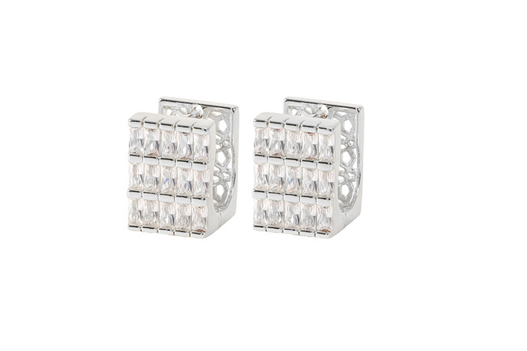 Elegant Geometric Pattern Zircon Earrings Colorful Square Heavy Work Gold Plated Luxury Women's Fashion Jewelry Accessories