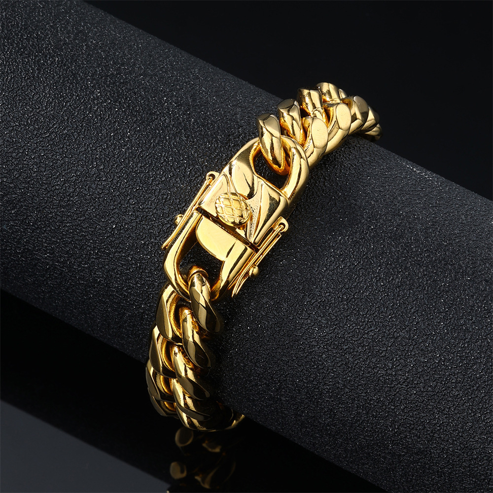 Fashionable Stainless Steel Men's Necklace Encrypted Dragon Head Buckle Bracelet Versatile Matching Accessories Geometric Pattern