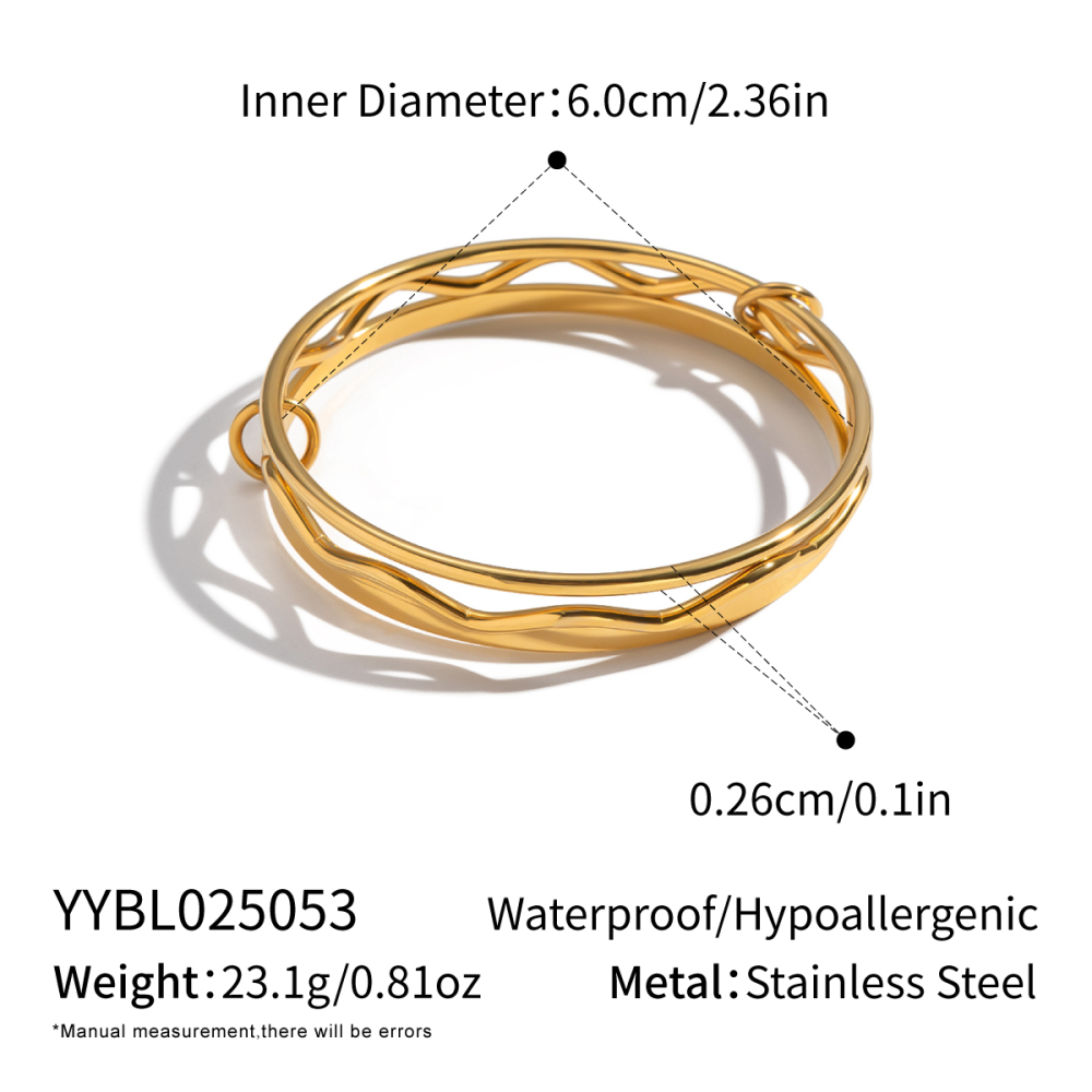 Three-in-One Women's Bracelet Geometric Wave Circle Simple High-End Non-Fading Waterproof Jewelry Accessories Gold Plated Stainless Steel