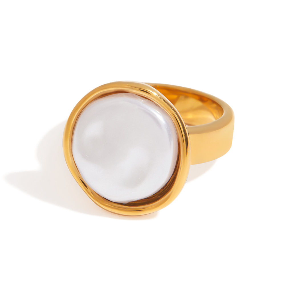 Real Gold Plated 316 Stainless Steel  PVD Coated Geometric Waterproof Non Tarnish Casual Vacation Simple Style Rings For Women's