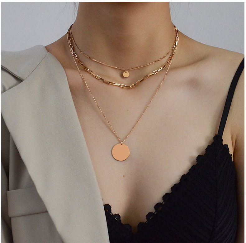 PVD Coated Real Gold Plated Geometric Titanium Steel Fashion Waterproof Non Tarnish Necklace