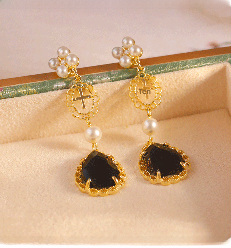 Dream Dance Retro Hong Kong Style Long Pearl Design Earrings National Trend Court Elegant Women's Fashion Jewelry Accessories