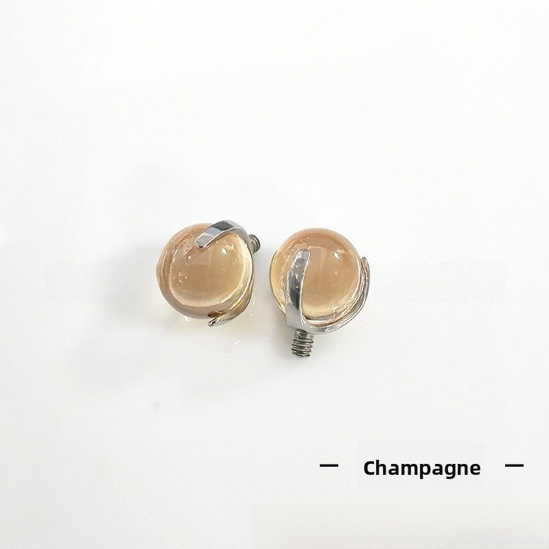 F136 Titanium Three Claw Embryo Ball Zirconia Round Bead Tongue And Lip Studs Piercing Accessories Earrings Titanium Alloy