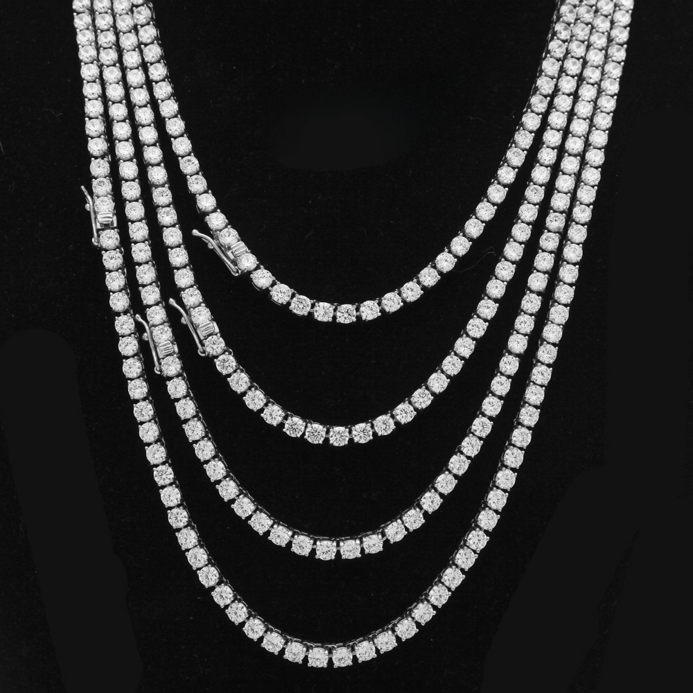 High-Quality 304 Stainless Steel Claw Setting 4mm Row Zircon Men's Tennis Chain Hip-Hop Jewelry Accessories Geometric Pattern Bracelet