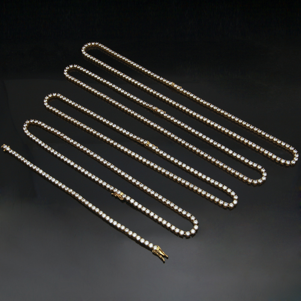 High-Quality 304 Stainless Steel Claw Setting 4mm Row Zircon Men's Tennis Chain Hip-Hop Jewelry Accessories Geometric Pattern Bracelet