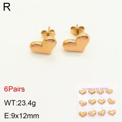 INS New  Fashion Titanium Steel Love Heart Stud Earrings 18K Gold Stainless Steel Love Element Earrings Niche Design High Earrings Women's Ear Studs Earrings