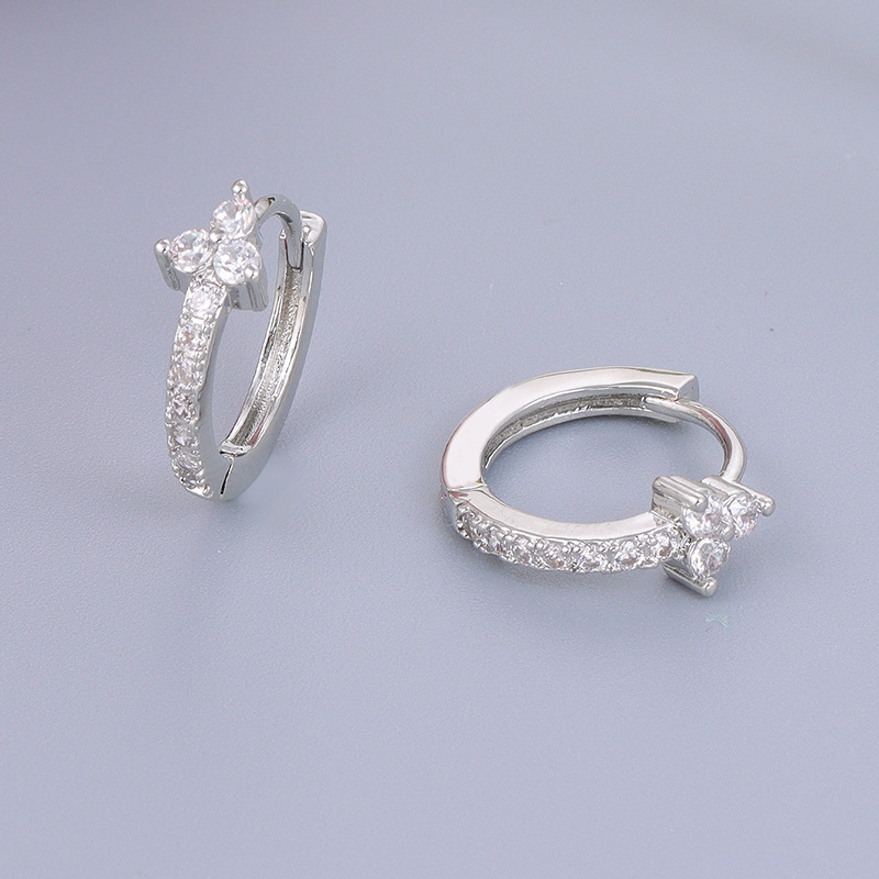 Butterfly Stud Earrings And Hoop Earrings Set For Women Zircon Jewelry Simple Ear Accessories