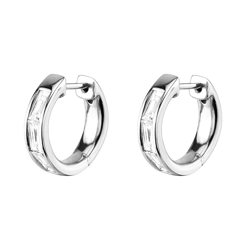 Minimalist Zircon Earrings Women's Set Simple Pierced Hoop Clip-on Earrings Jewelry Accessories