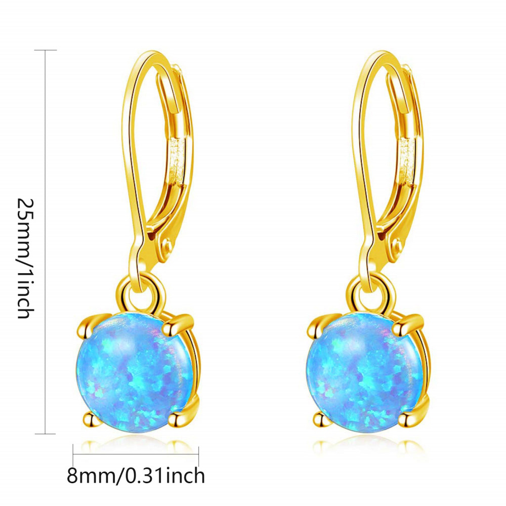 Simple Round Opal Earrings TikTok Ins  Style Jewelry Accessories Copper Material Holiday Style