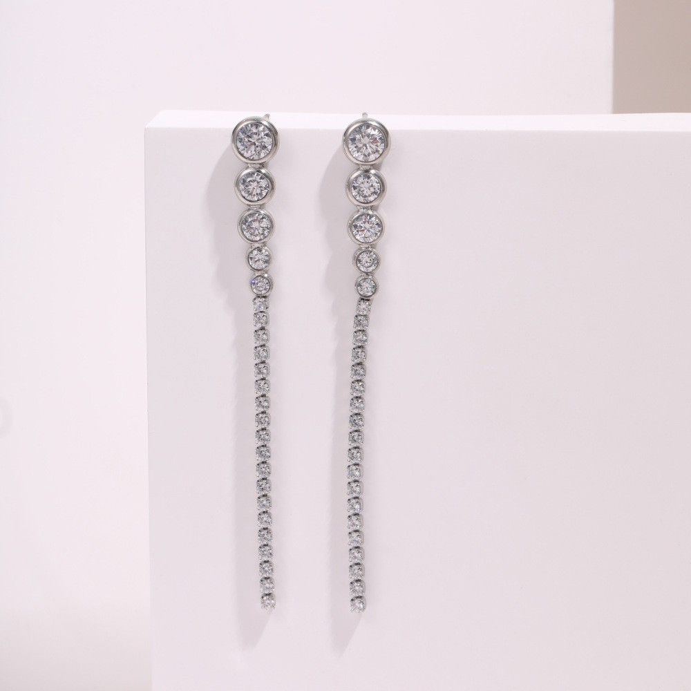 Zircon Series Luxury Stainless Steel Earrings Gold Plated 18K Elegant Geometric Pattern Women's Fashion Jewelry Accessories