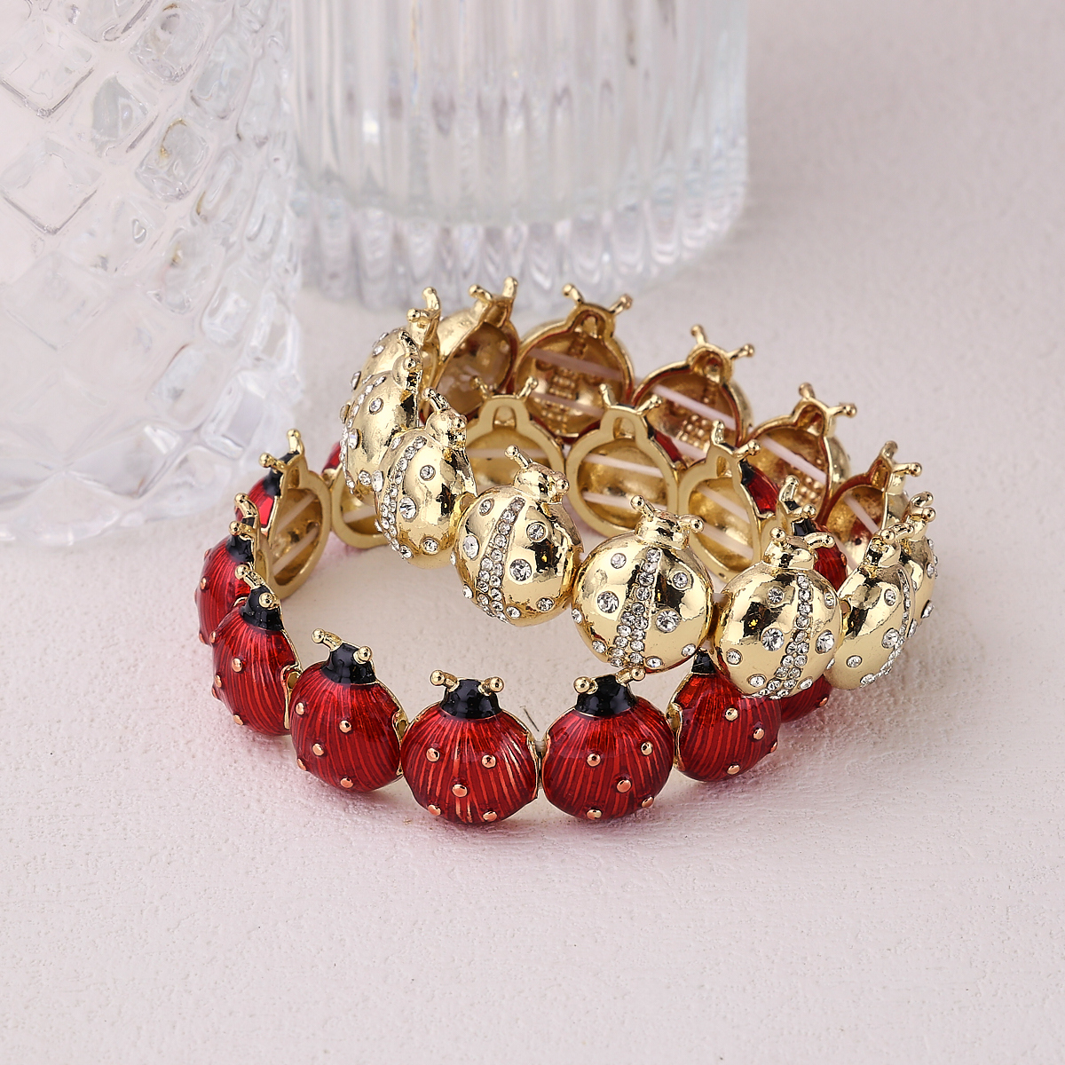 Copper Plated 18K Gold Bug Elastic Rope Bracelet Fashionable Outdoor Selfie Lawn Red Gold Colored Women's Hand Jewelry