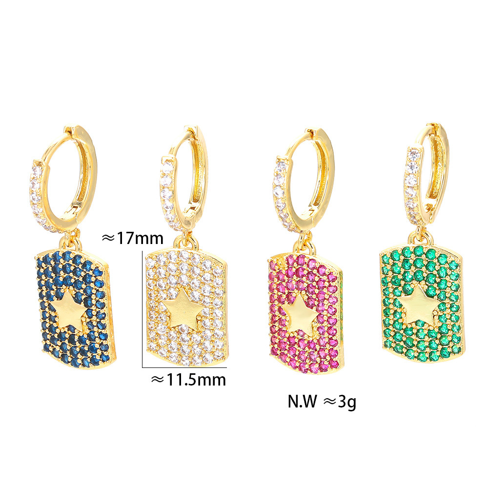 Fashion Simple Zircon Square Geometric Long Earrings