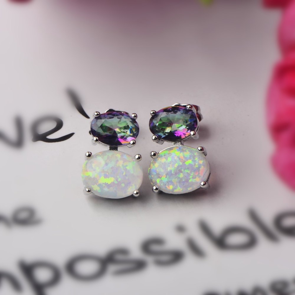 Hawaii Style Oval Shape TikTok Popular Ear Cuff Rings Opal Unisex Copper Material Jewelry Accessories Ear Rings Circular And Oval