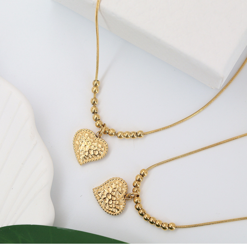 Wholesale Jewelry Fashion Heart Shape 304 Stainless Steel None 18K Gold Plated Gold Plated Stainless Steel Necklaces