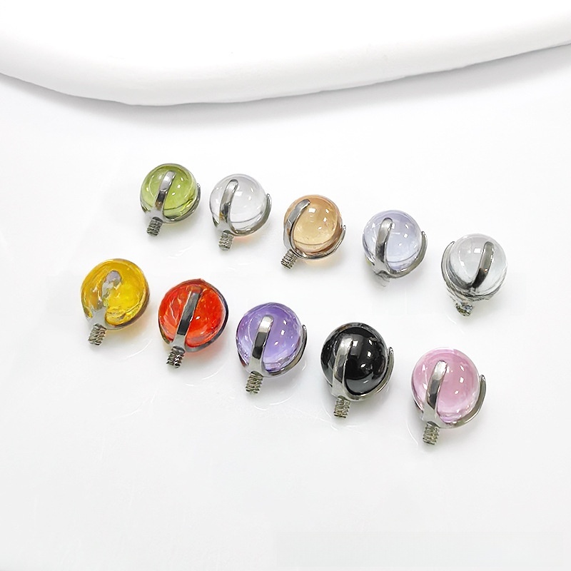 F136 Titanium Three Claw Embryo Ball Zirconia Round Bead Tongue And Lip Studs Piercing Accessories Earrings Titanium Alloy