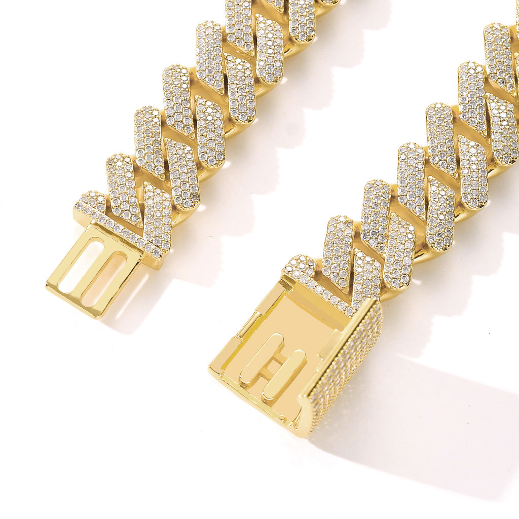 Hip-hop Punk Geometric Copper Chain Inlay Zircon Necklace