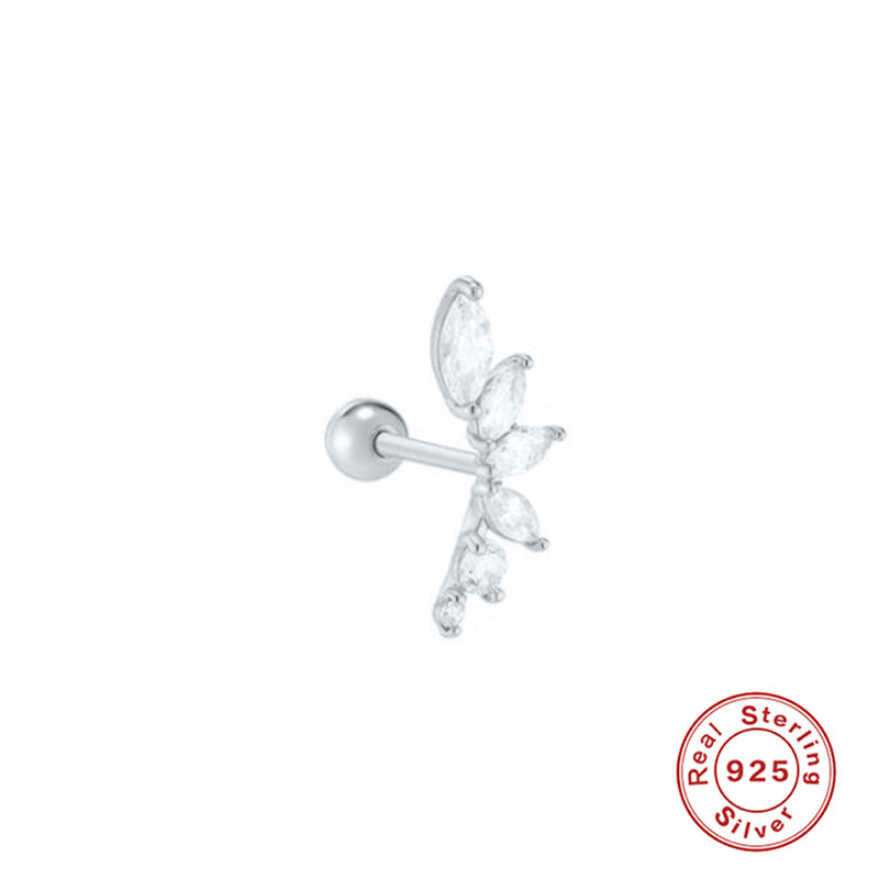 1 Piece Ear Cartilage Rings & Studs Fashion Petal 925 Sterling Silver Plating Inlay Zircon
