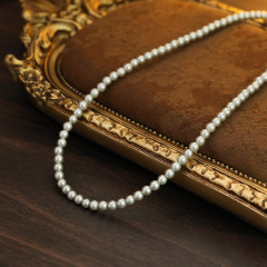 18K Gold + 4mm Gray Glass Beads