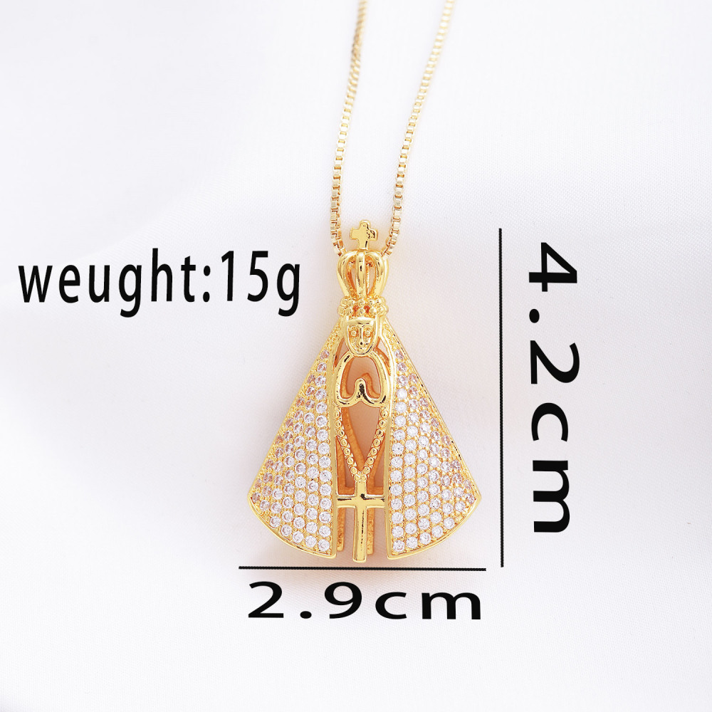 Water Plated Nickel-Free Eco-Friendly 18k Gold Luxury Light Luxury Virgin Mary Pendant Stainless Steel Chain Women's Jewelry Accessories