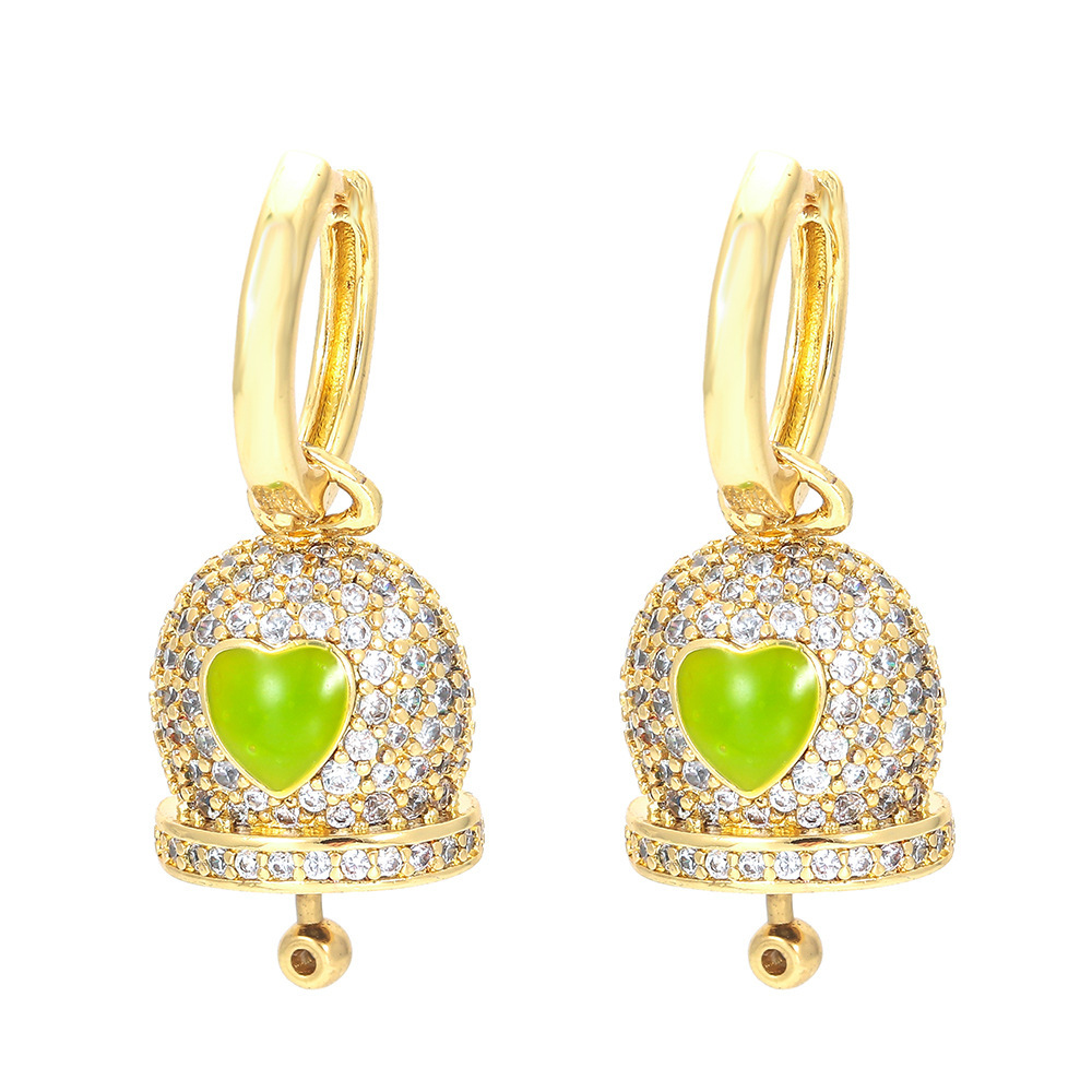Fashion Bell Copper Drop Earrings Plating Inlay Zircon Copper Earrings