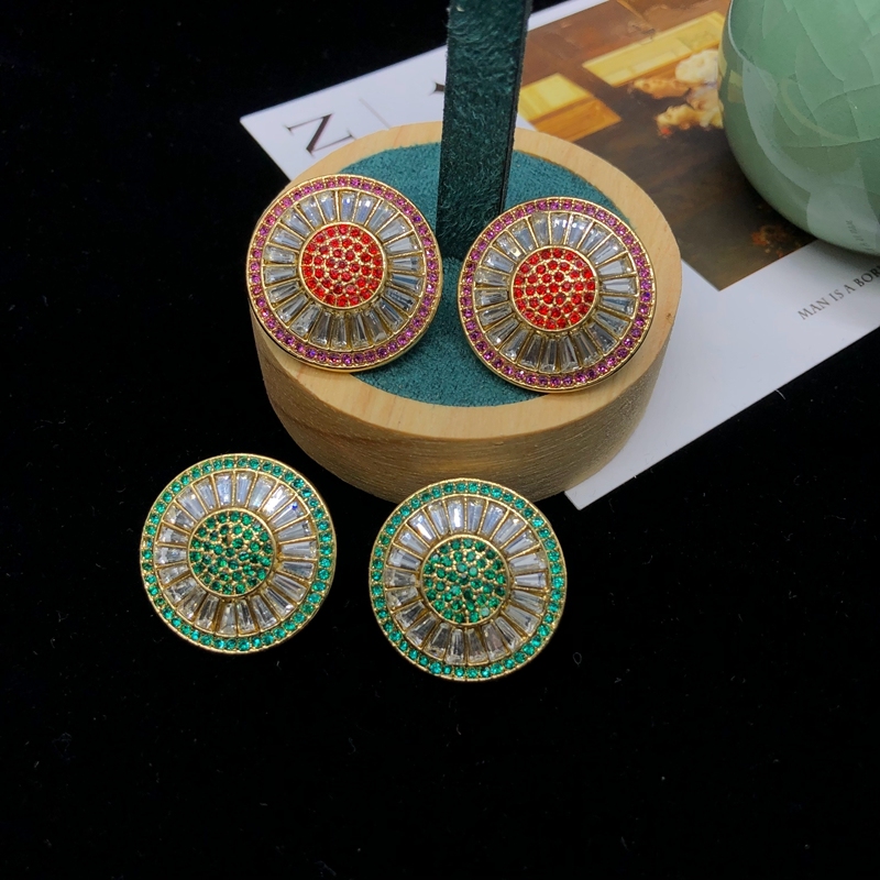 1 Pair Vintage Style Simple Style Classic Style Round Inlay Copper Zircon Ear Studs