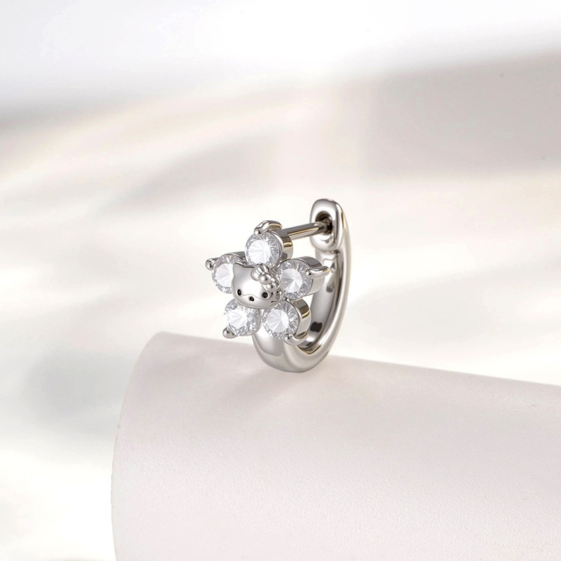 Exquisite Fashion Micro-Set Zirconia Pendant Cat Star Heart Ear Cuff Custom Link Metal Cartoon Style Unisex Piercing Jewelry
