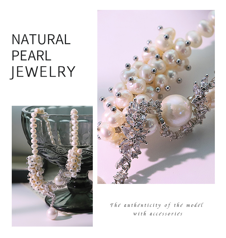 Natural White Pearl Flower Vine S-shaped Zircon Necklace Niche Light Luxury Neck Chain Versatile High-end Clavicle Chain For Women Copper Material