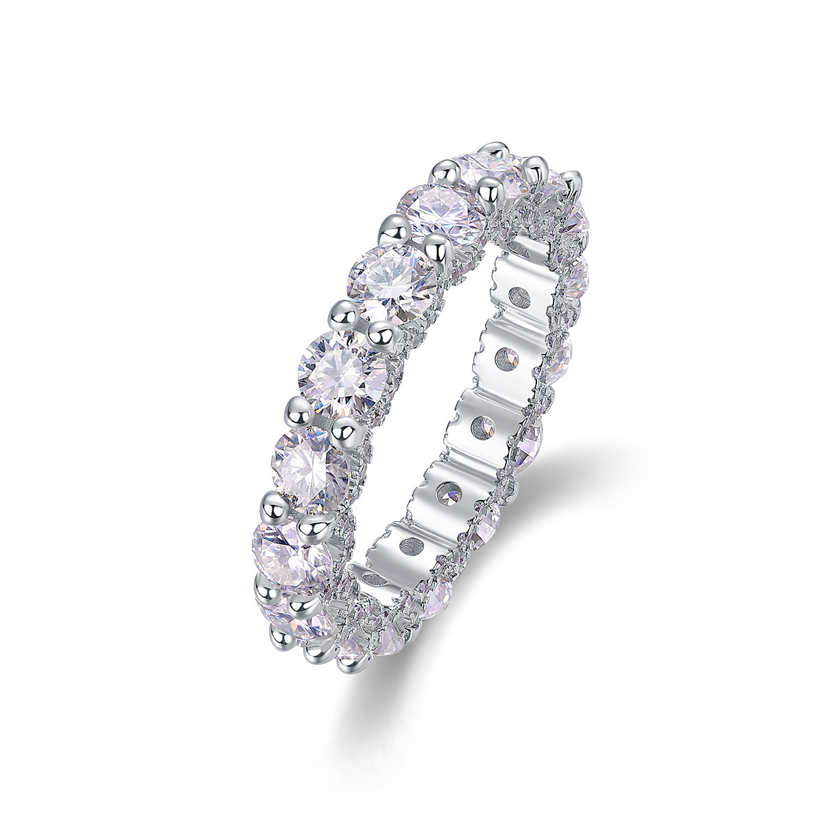 925 Sterling Silver Moissanite Geometric Rings GRA Certificate