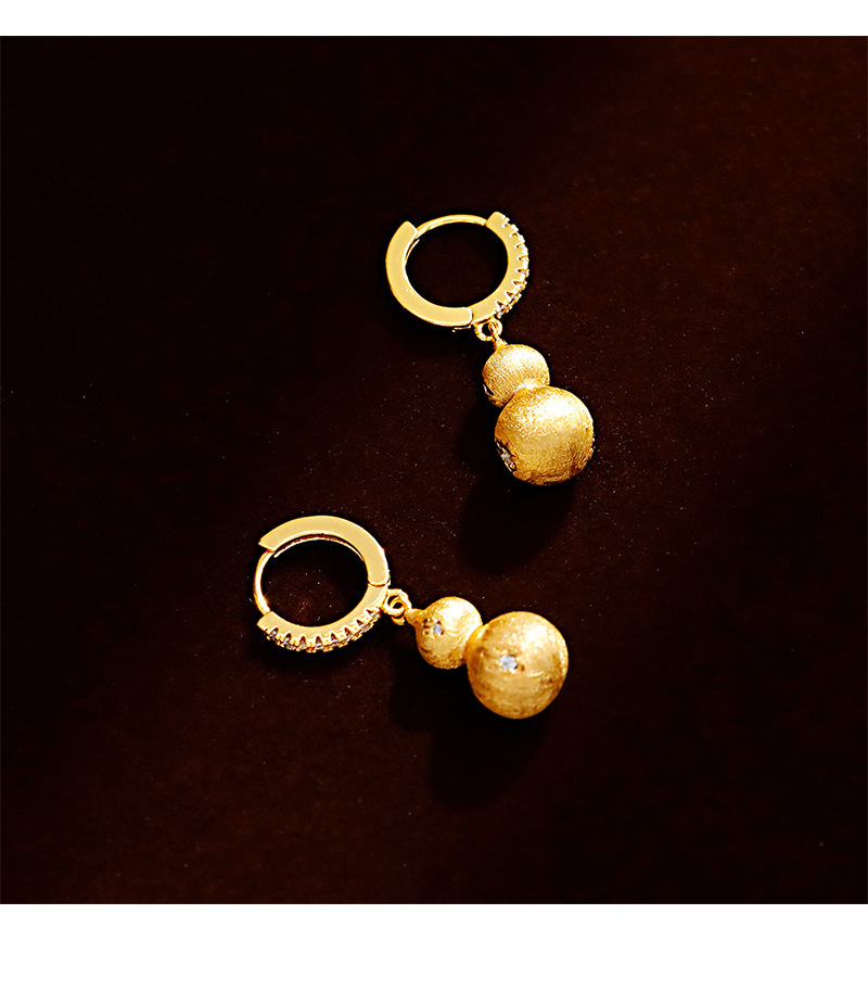 Gold Plated Copper Gourd Pendant Earrings Women's Luxury Style Dangle Earrings Fashionable Trendy Female Jewelry Accessories